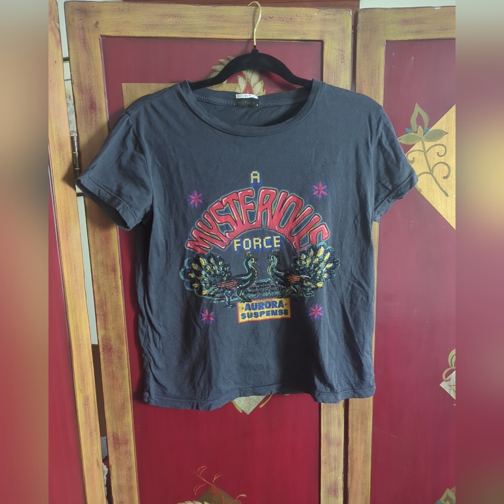 MOTHER The Boxy Goodie Goodie T-shirt Mysterious Force Boho Tee Gray XS Women's
